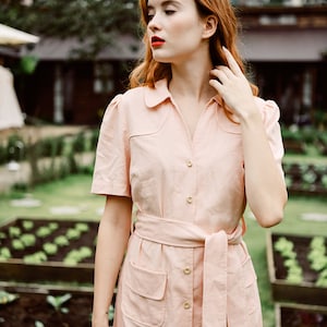Button Down Linen Dress with Sleeves zdjęcie 7
