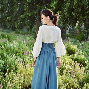 Linen Skirt Women - Bohemian Long Skirt - Skirt with Elastic Waist - Bohemian Maxi Skirt - Hippy Long Skirt image 9