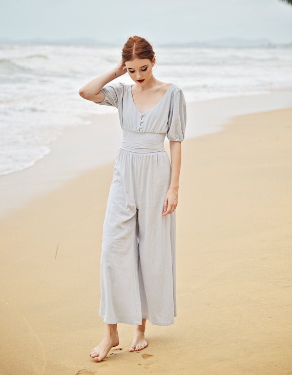 The Perfect Long Sleeve Harem Jumpsuit - Oatmeal – Pick Me A Peony Co.