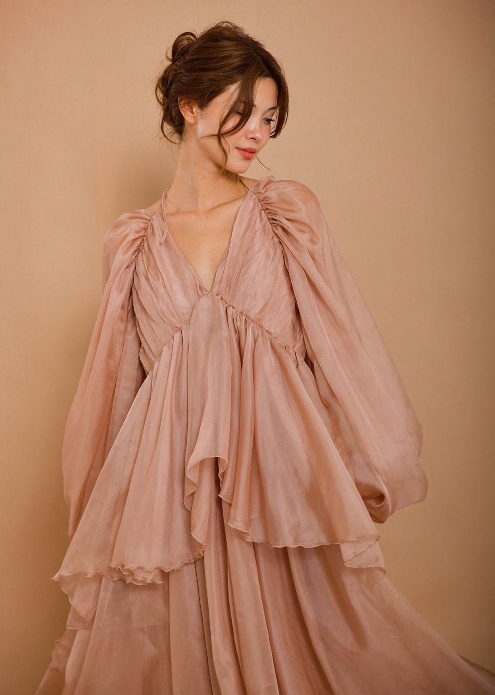 Sheer Ruffle Tiered Tulle Long Sleeve Dress – Fern and Fauna