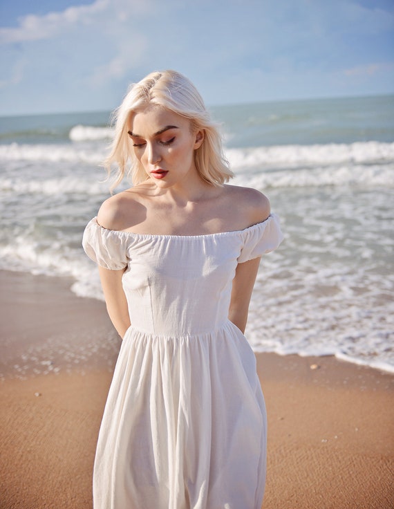 Midi linen clearance dress with sleeves