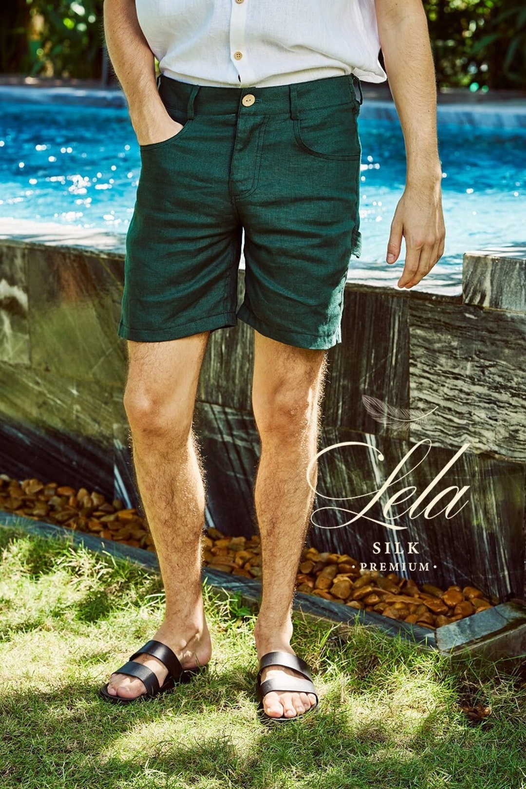 Accessori Cotton E Silk Pantaloni Corti Uomo Pantaloncini Di Lino