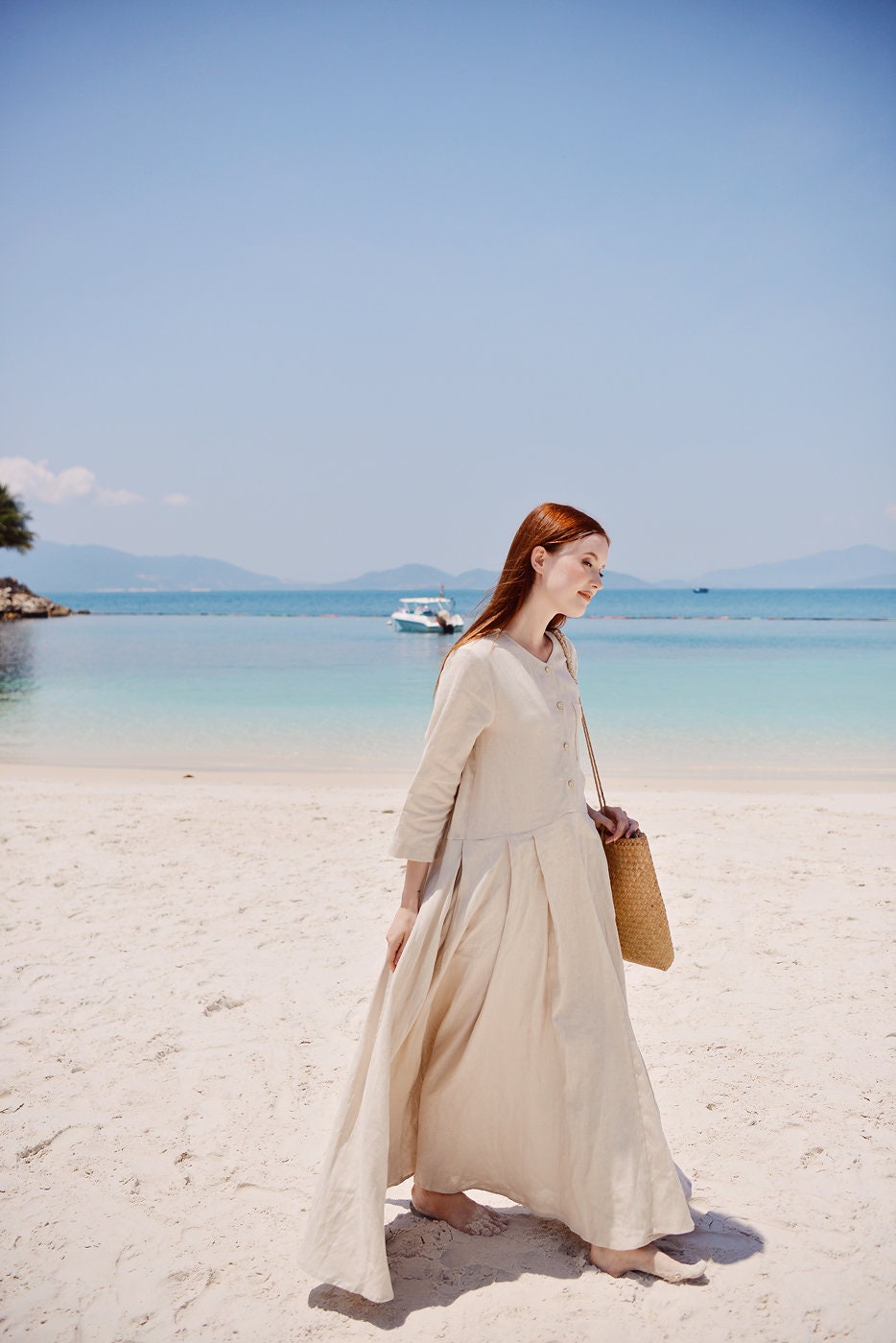 Maxi Beige Linen Dress - Button Down Womens - Sleeves Dresses Casual - Etsy
