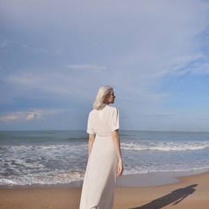 Sleeves Linen Long Dress White Linen Dress Organic Clothing Long Cotton Dress Wedding Guest Dress image 6