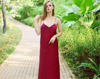 Silk Dress Maxi - Silk Nightgown - Beach Wedding Slip - Backless Silk Gown - Gift For Bride