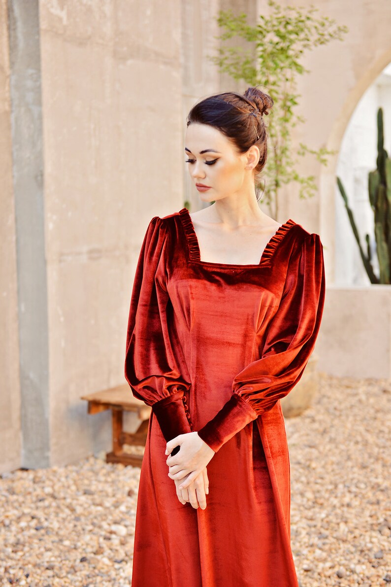 Womens Dresses Velvet Red Velvet Dress Long Sleeve Velvet - Etsy
