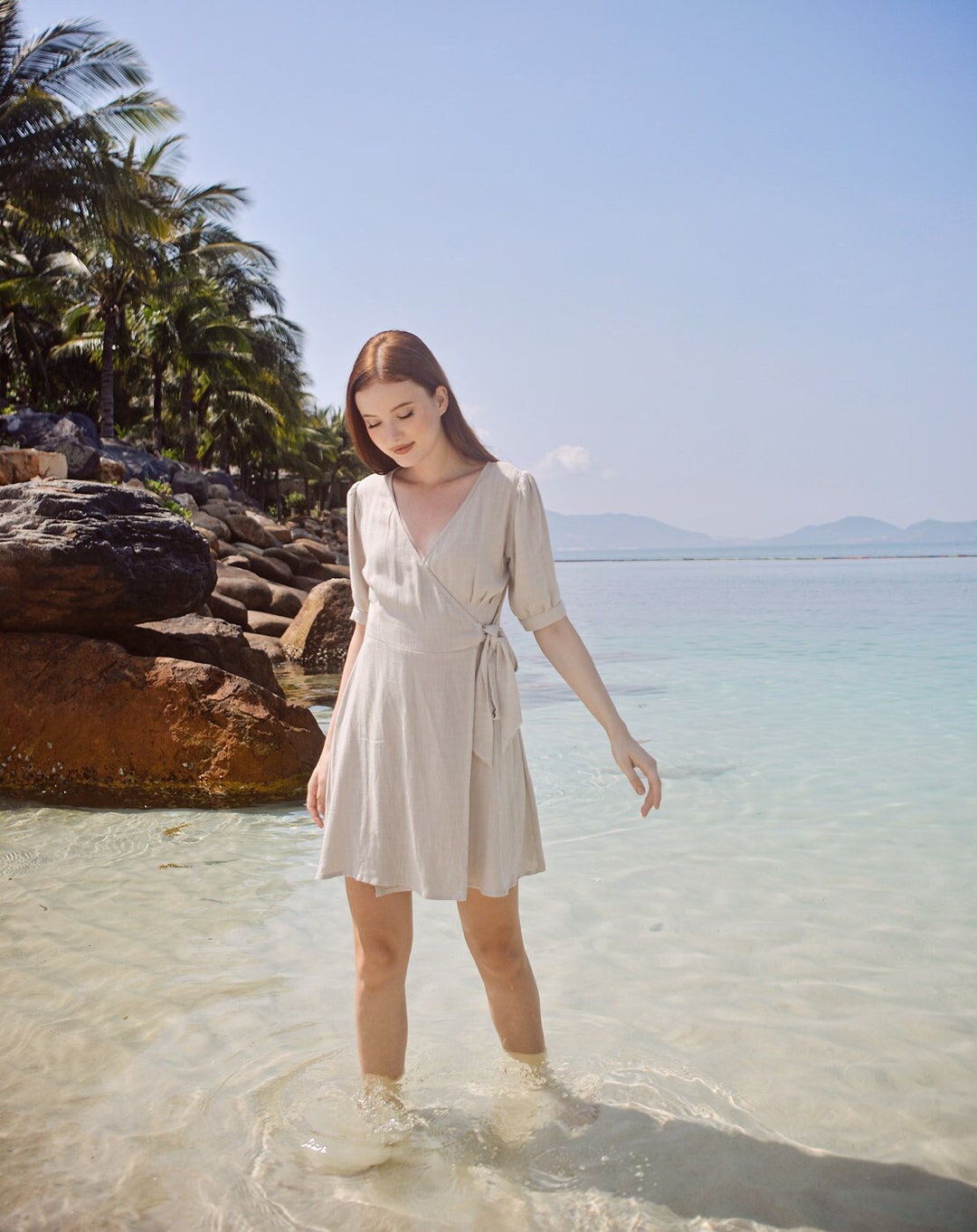 Linen Wrap Dress - Cotton Wraparound Dress - Casual Linen Dress - Cotton Summer Dress
