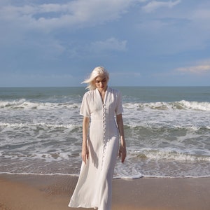 Sleeves Linen Long Dress White Linen Dress Organic Clothing Long Cotton Dress Wedding Guest Dress image 2