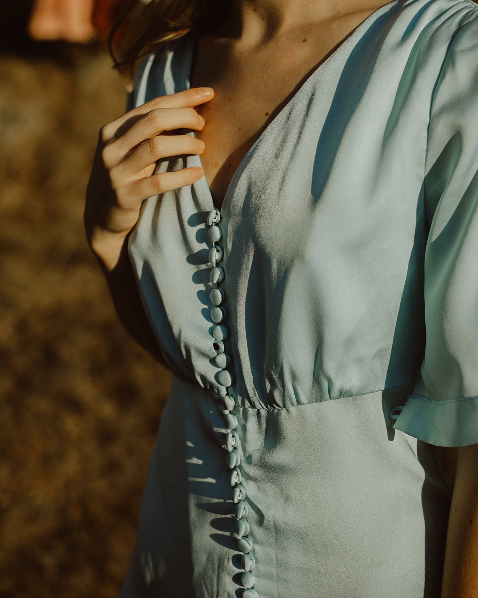 Silk Dress Sleeve Silk Dress Women Long Silk Dress Blue Etsy