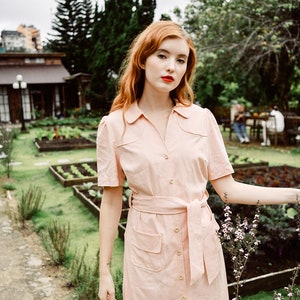 Button Down Linen Dress with Sleeves