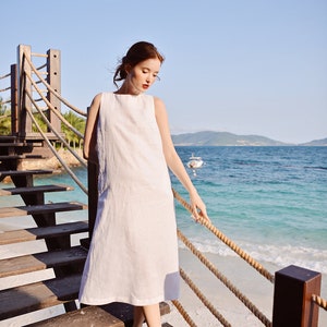 White Shift Dress Soft Linen Dress Plus size Linen image 7