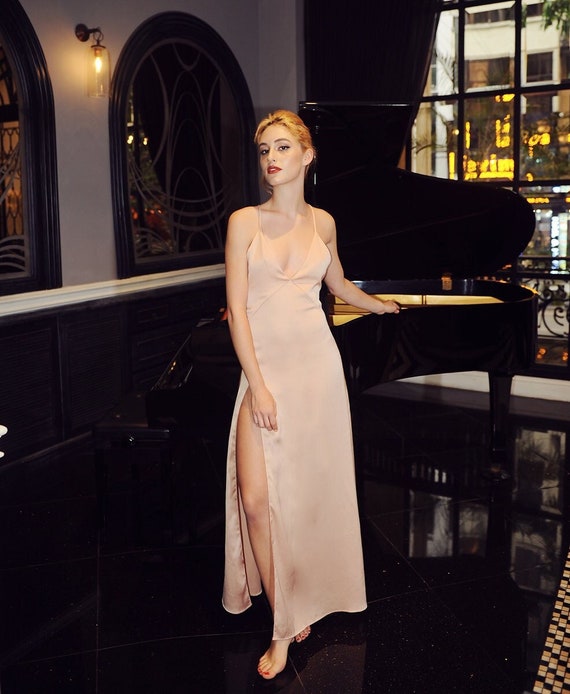 Womens Dress - Backless Silk Dress - Open back Dress - Cocktail Silk Dress