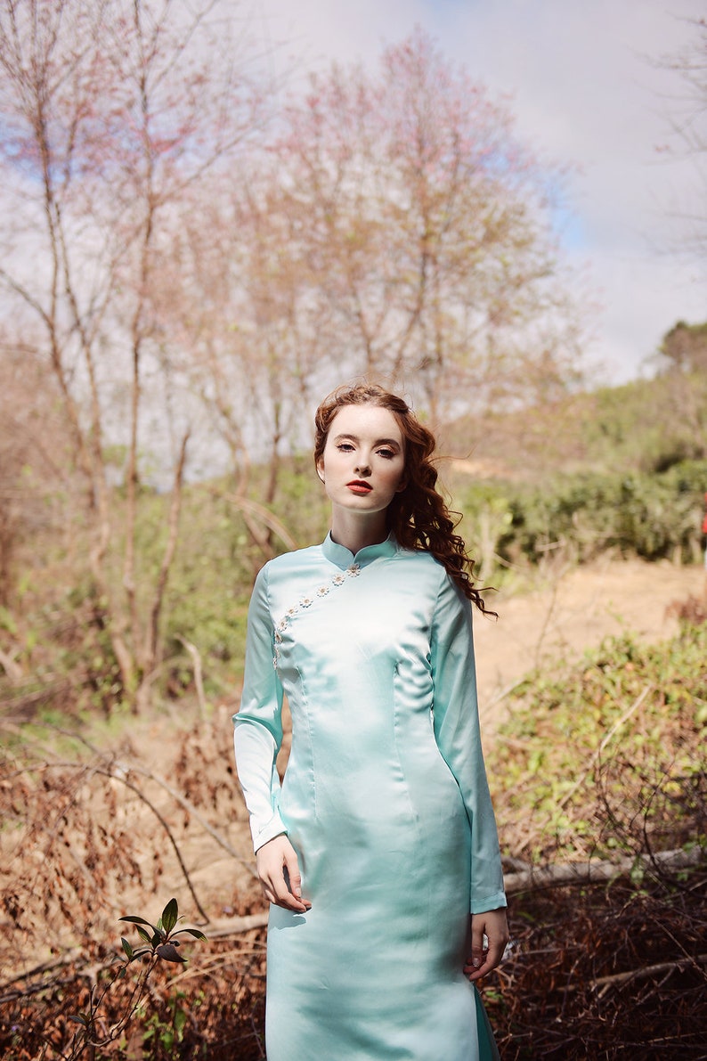 Ao Dai Ao Dai Tet Vietnamese Traditional Ao Dai Ao Dai Cach Tan Asian Silk Dress Qibao image 5