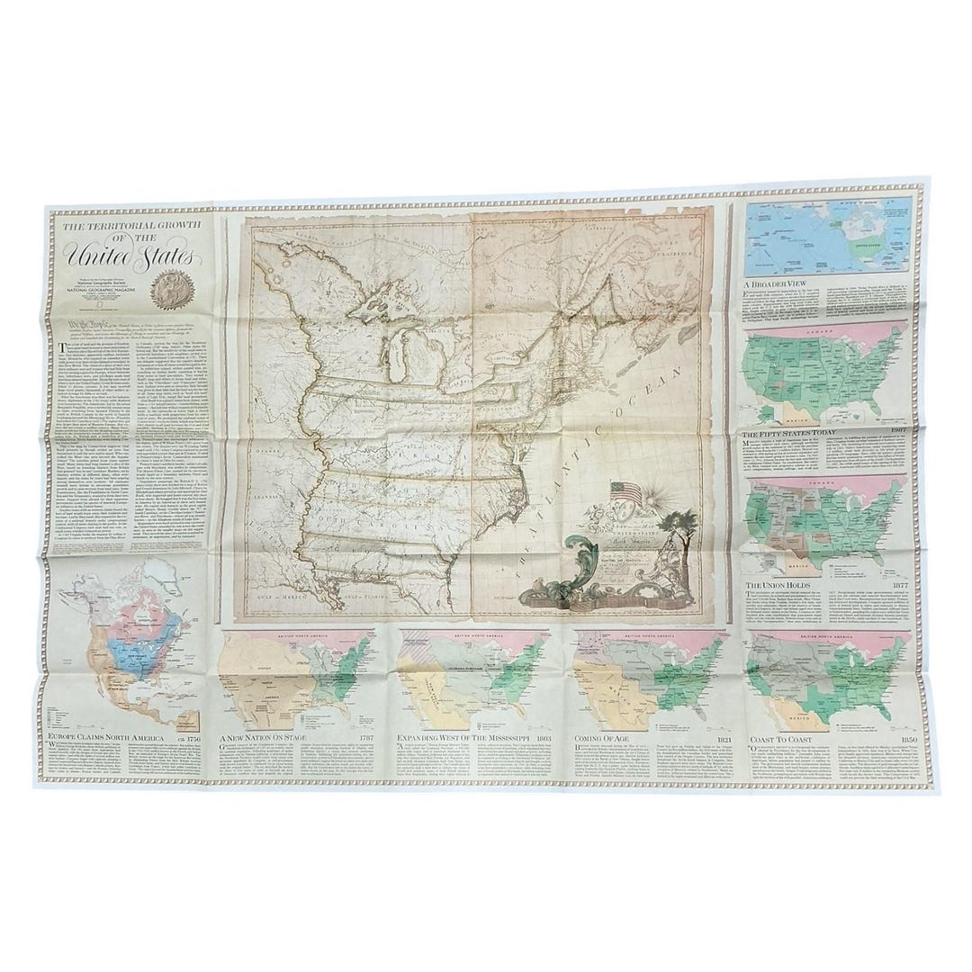 National Geographic 1987 Map Territorial Growth United States USA ...