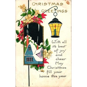 Carte postale de voeux de Noël réalisée par Whitney publiée en 1935, Université Emory, Géorgie