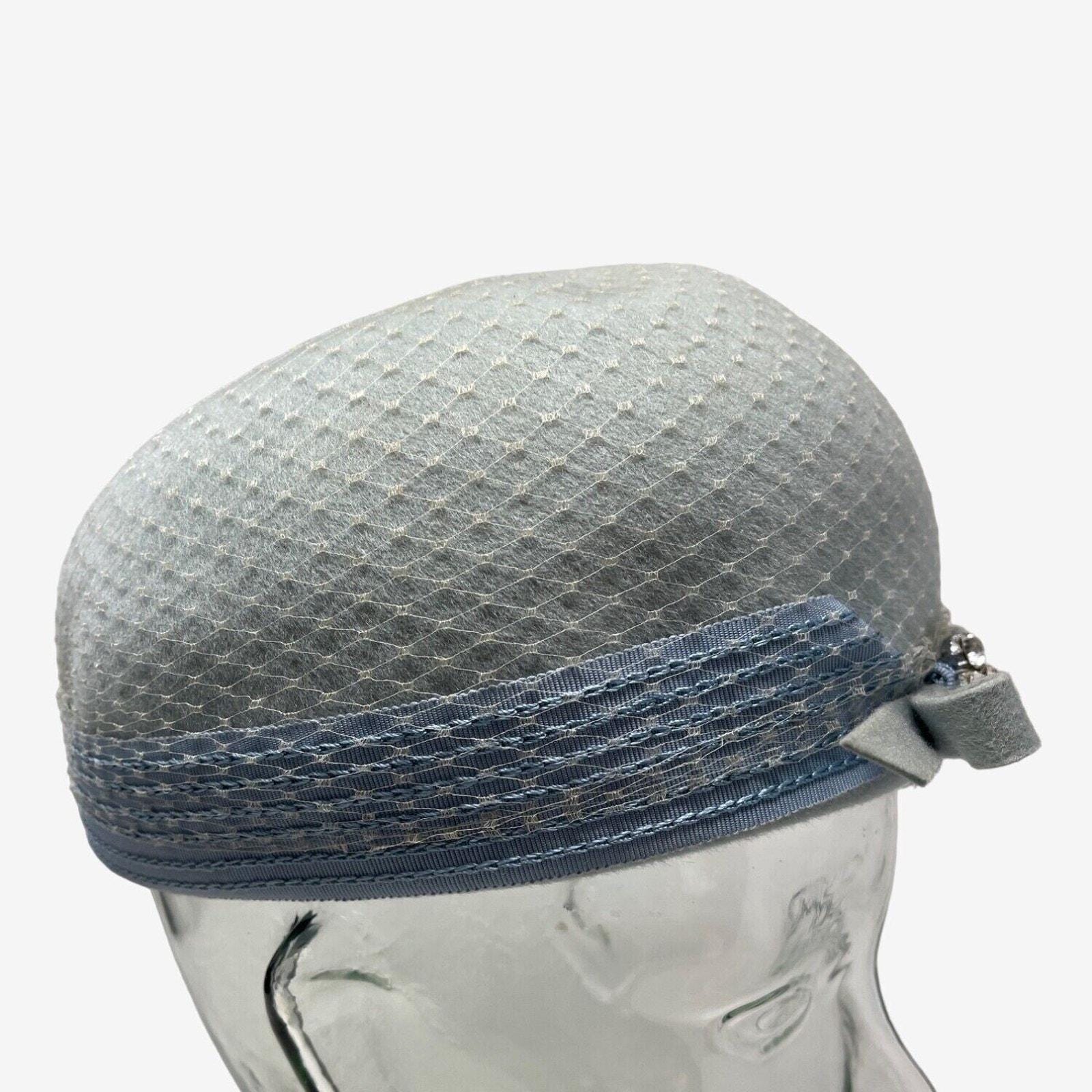 Ritz Henry Pollack Hat Dusty Blue Jewel Bow Band Baby Blue  display picture 3