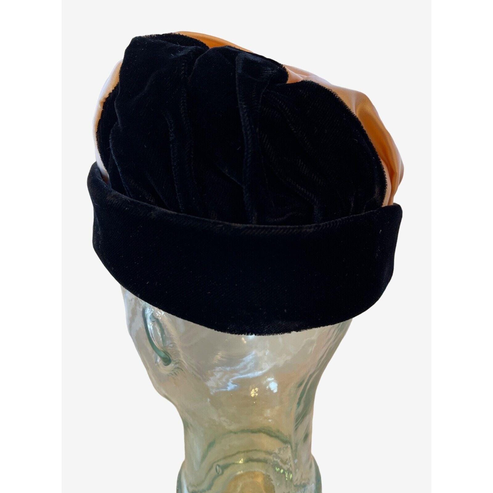 Tricolor Bumper Toque Velvet Satin Hat Black Brown Beige Mid 