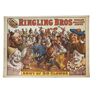 Ringling Bros Army of 50 Clowns 1960 Circus World Museum Vintage Mini Poster
