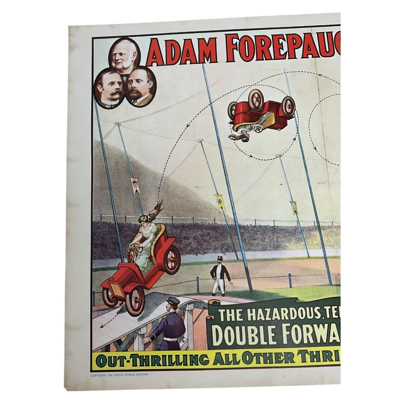 Vintage 1960 Adam Forepaugh Sells Bros Circus Poster Double