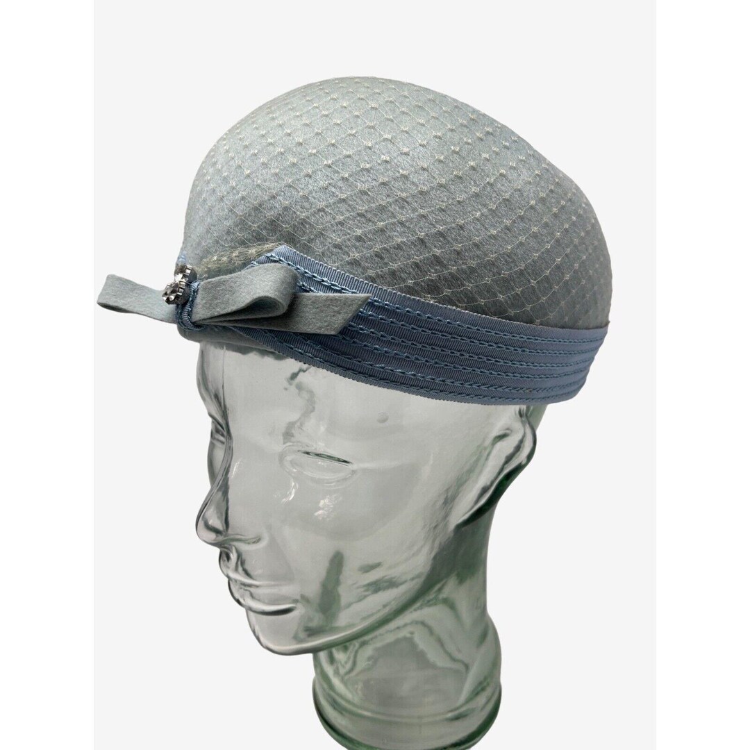 Ritz Henry Pollack Hat Dusty Blue Jewel Bow Band Baby Blue Net Cover ...