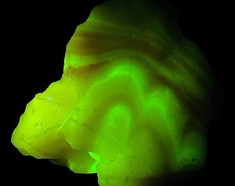 Vaseline Swirl Pink Art Glass Cullet Glowing Uranium Swirl Slag Glass #4GX112