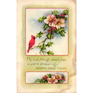 Carte Postale Bonne Année Cardinal Antique Whitney Fabriquée