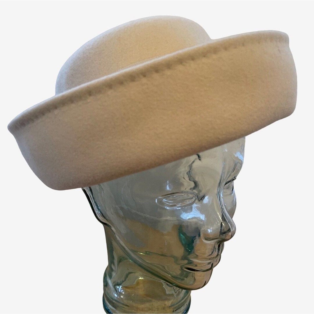 Neumann Ribbon Neumann Endler Inc Wool Felt Breton Hat Tan Beige Satin Ribbon Band ...