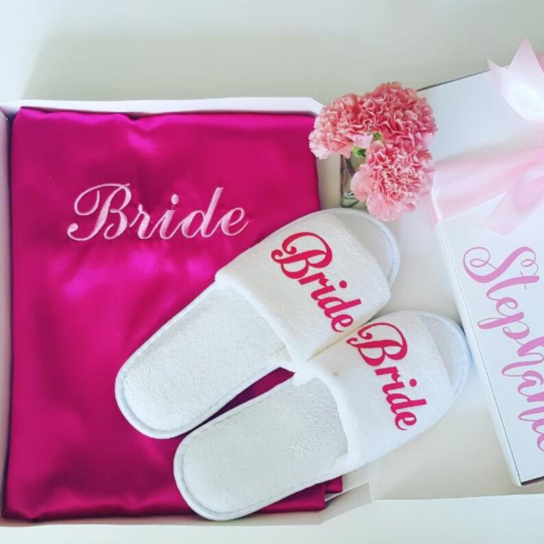 Wedding Robe and Slippers Matching Set