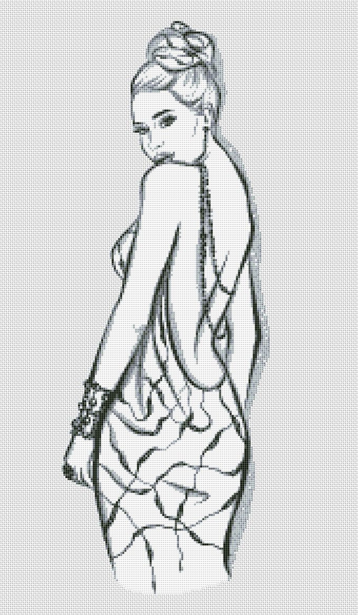 Woman cross stitch pattern pdf. Fashion cross stitch pattern. Etsy