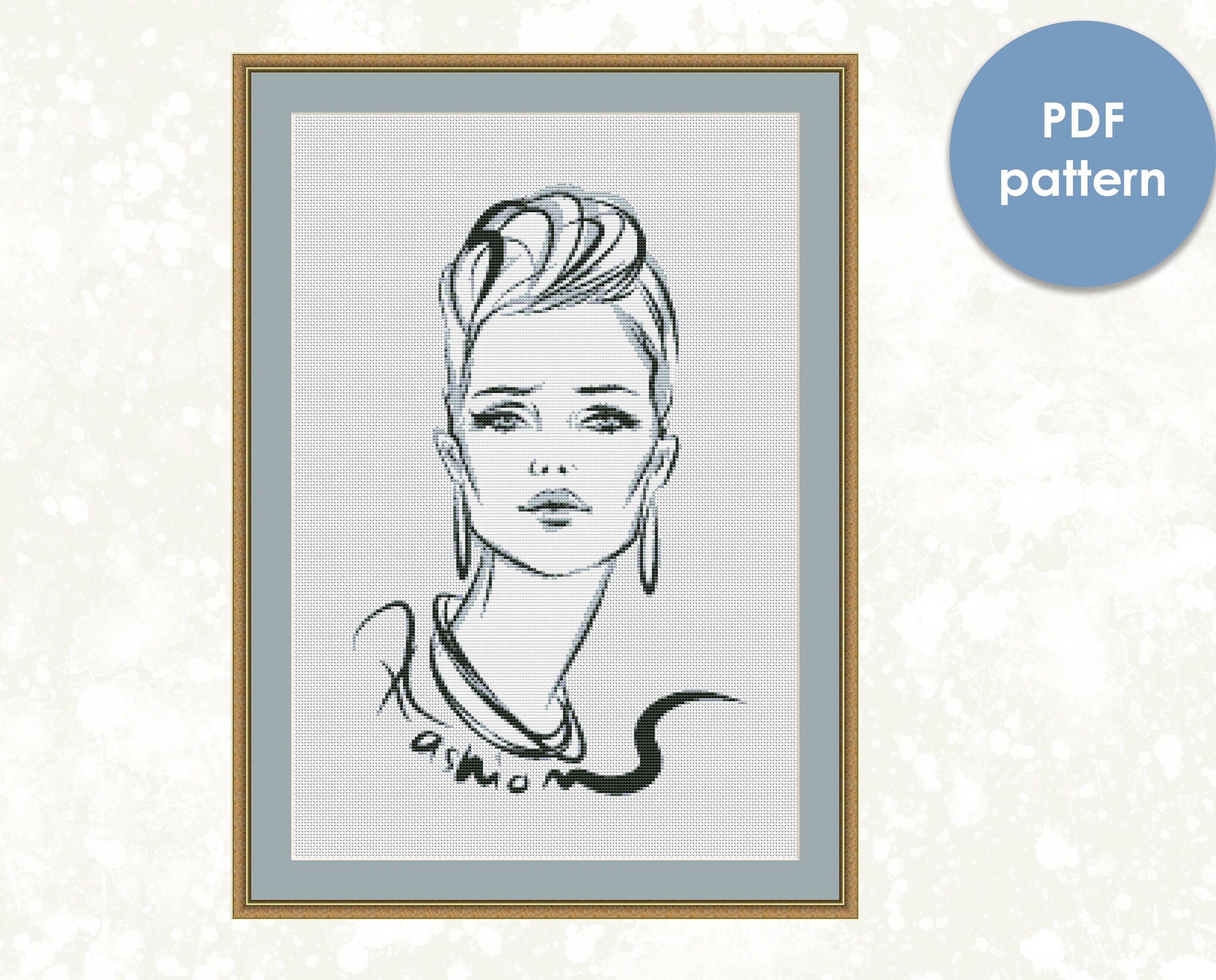 Woman cross stitch pattern pdf. Fashion cross stitch pattern. Etsy