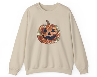Patchwork Pumpkin Crewneck Sweatshirt
