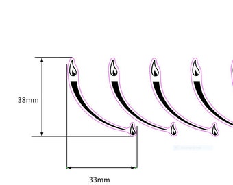 6 gas flame indicating stickers decals for a gas stove/cooker top in a clockwise direction. Overseas Shipping time could be up to 4 weeks