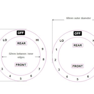 Stickers pour cuisinière de style américain -OFF en haut- Lo 1-2-3-4-5-6-7-8-9 HI dans le sens inverse des aiguilles d'une montre. Vendeur britannique à l'étranger Délai de livraison jusqu'à 4 semaines