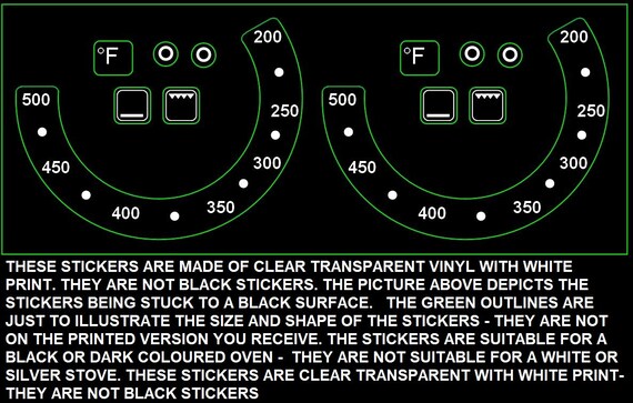 100-200/Max Degree Oven Temperature Replacement Adhesive Knob Half Sticker 