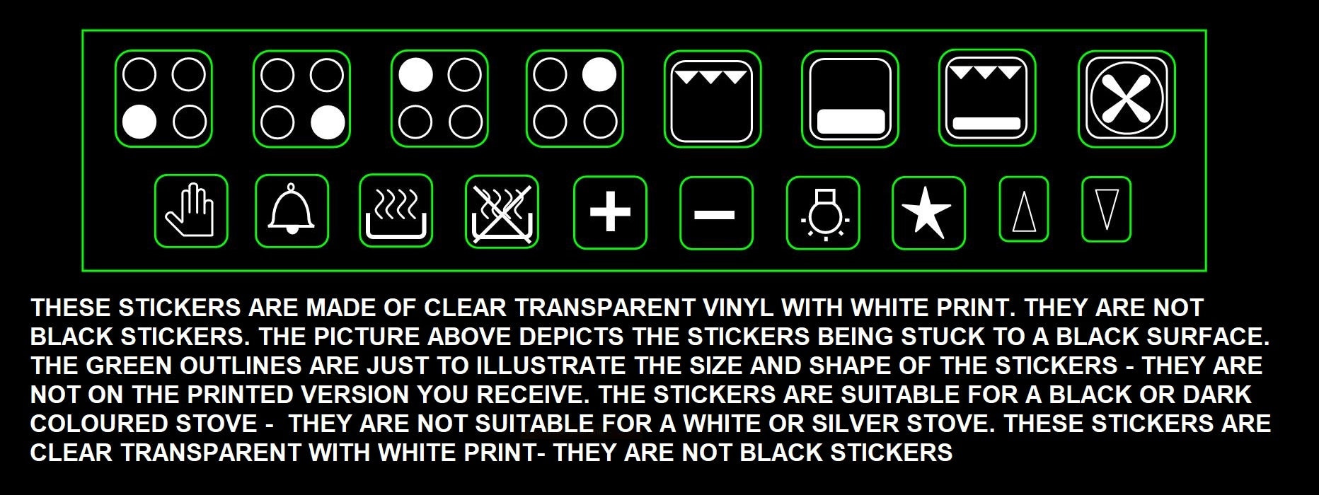 4 ring cooker top markings decals with 14 small symbols stove Etsy