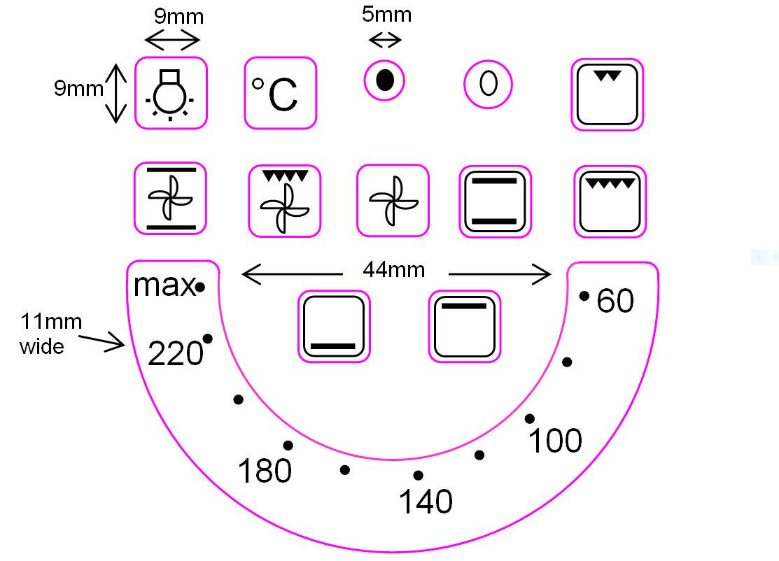 60-220 Oven Temperature Markings Decals Stickers With 12 Symbols. UK SELLER  - Overseas Shipping Time Could Be up to 4 Weeks - Etsy, image size:1113x802