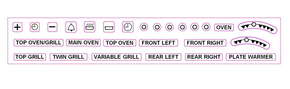 Small Oven and Stove Top LETTERING With Symbols-transparent - Etsy UK