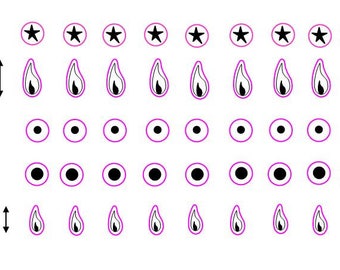 Set of small individual cooker top/hob gas flame stickers with associated sticker symbols. Overseas Shipping time could be up to 4 weeks