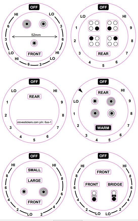 stove decals ge