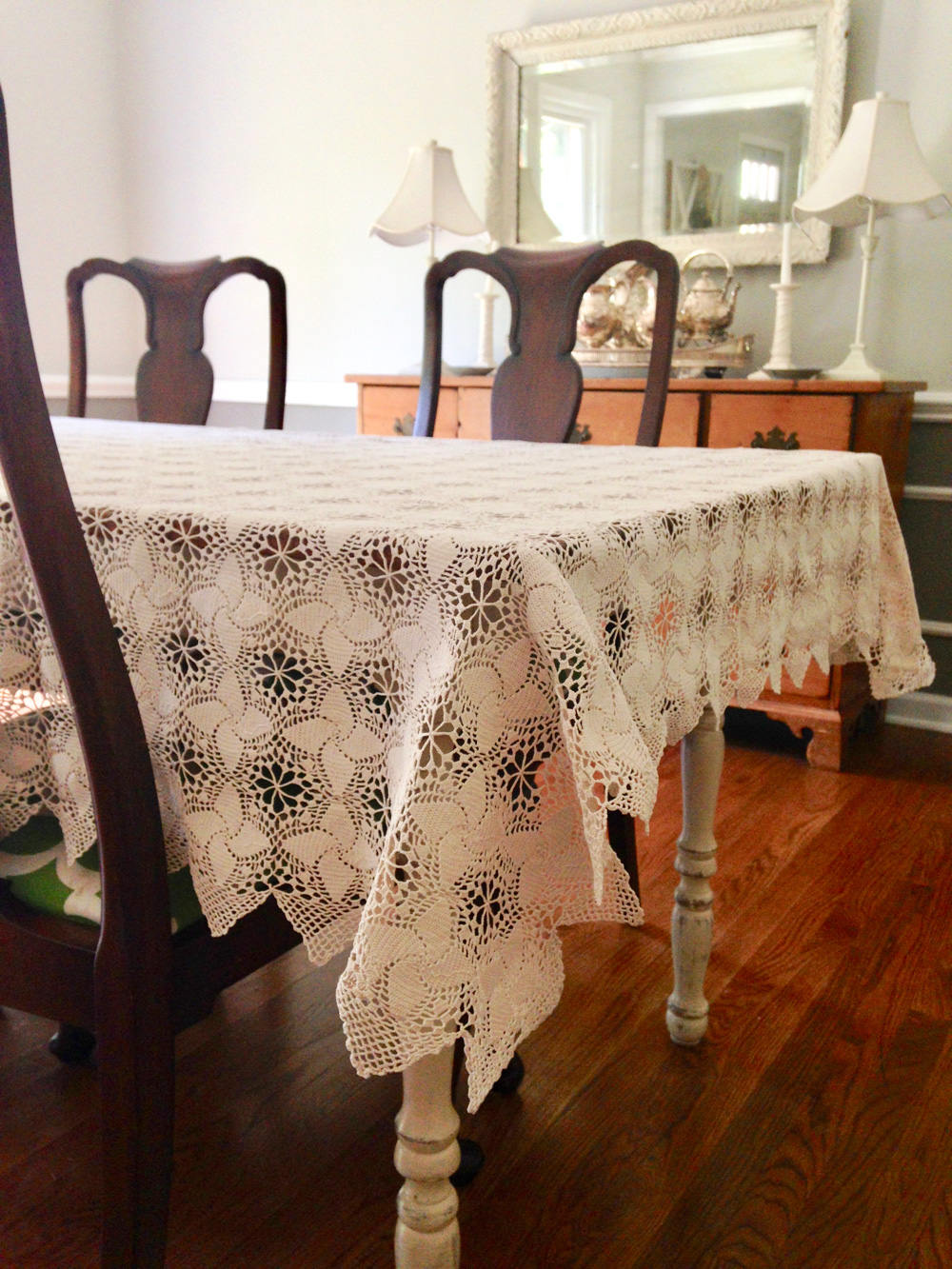 Farmhouse style lace tablecloth Vintage wedding table linen Etsy