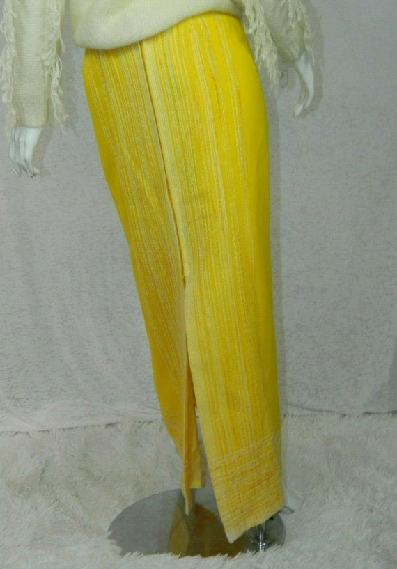 Arola Vintage Finland Skirt Yellow White Wool 70s