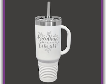 Personalized 40oz Insulated Tumbler with Handle & Straw: Custom Laser Engraved