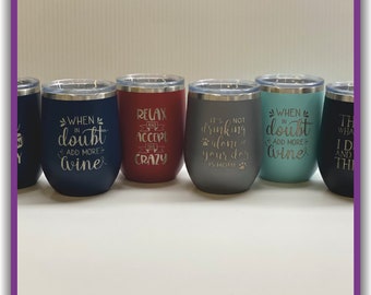 Personalized Insulated Wine Tumbler with Lid: Custom Laser Engraved Gift