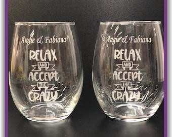 Personalized Stemless Wine Glass: Custom Laser Engraved Gift