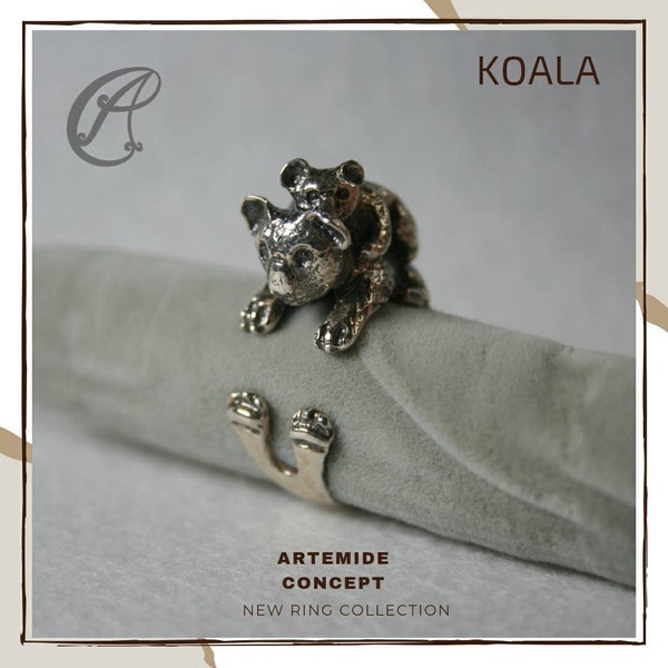 KOALA ring, unisex made of burnished 925 silver Australia Animal Ring Marsupial Ring