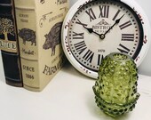 Candle Holder, Green Fenton Hobnailed Glass TeaLight, Farmhouse Cottage Chic