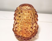 Amber Candle Holder, Amber Fenton Hobnail Tea Light Holder, Amber Farmhouse Cottage Chic, Vintage Glass
