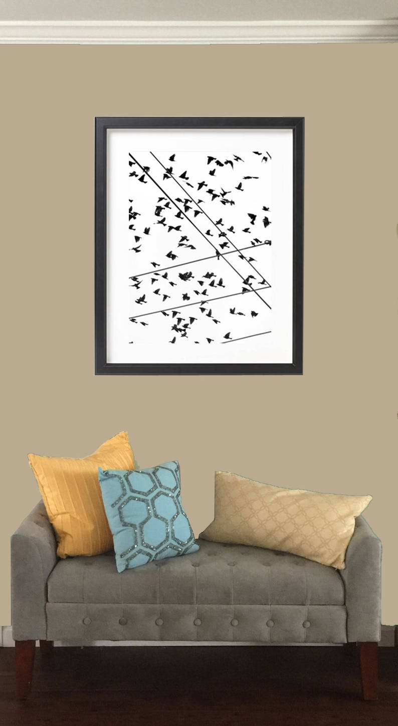 Black and White, Minimalist, Wall Decor, Stylish, Fine Art, Birds and ...