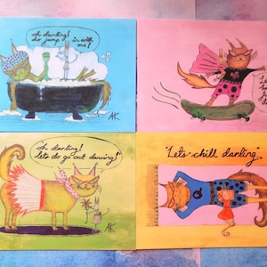 Joli pack de 4 cartes postales BFF