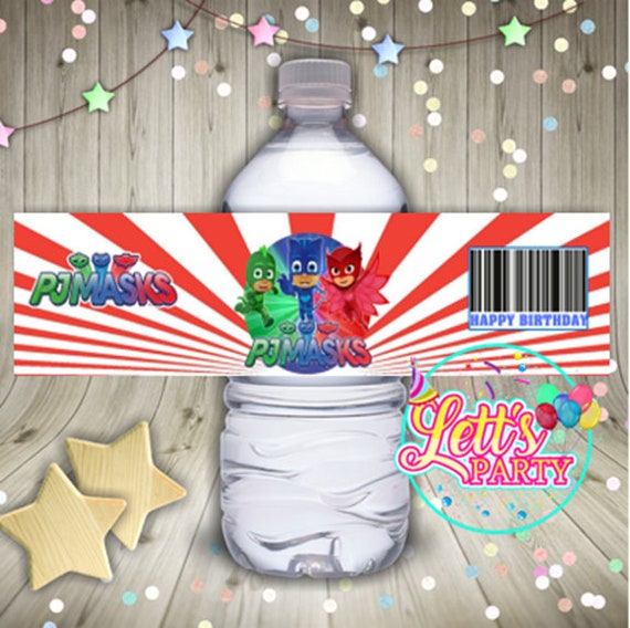 PJ Masks Water Bottle Labels Sunburst Etsy